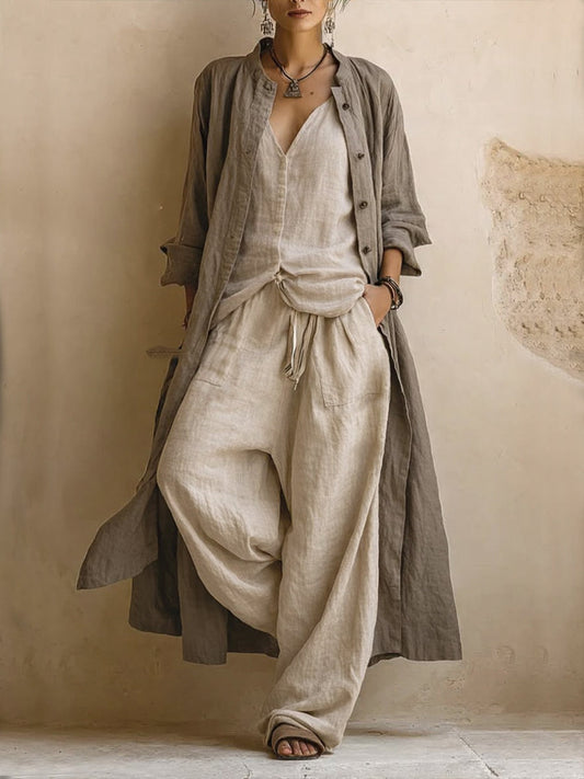 Completo Donatienne — gilet boho long en trois pièces