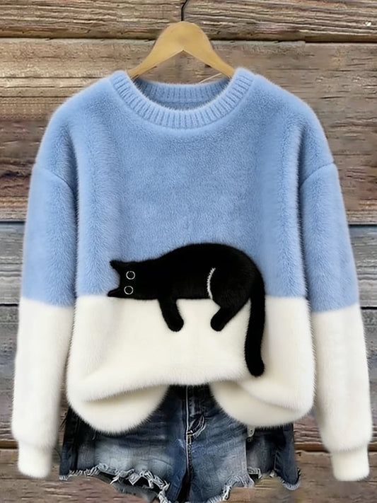 Christine | Pull oversize à imprimé chat