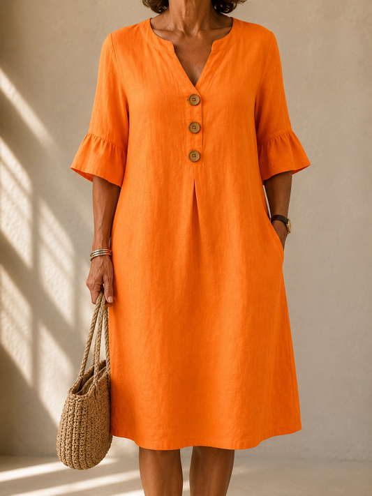 Michèle | Robe boutonnée col V