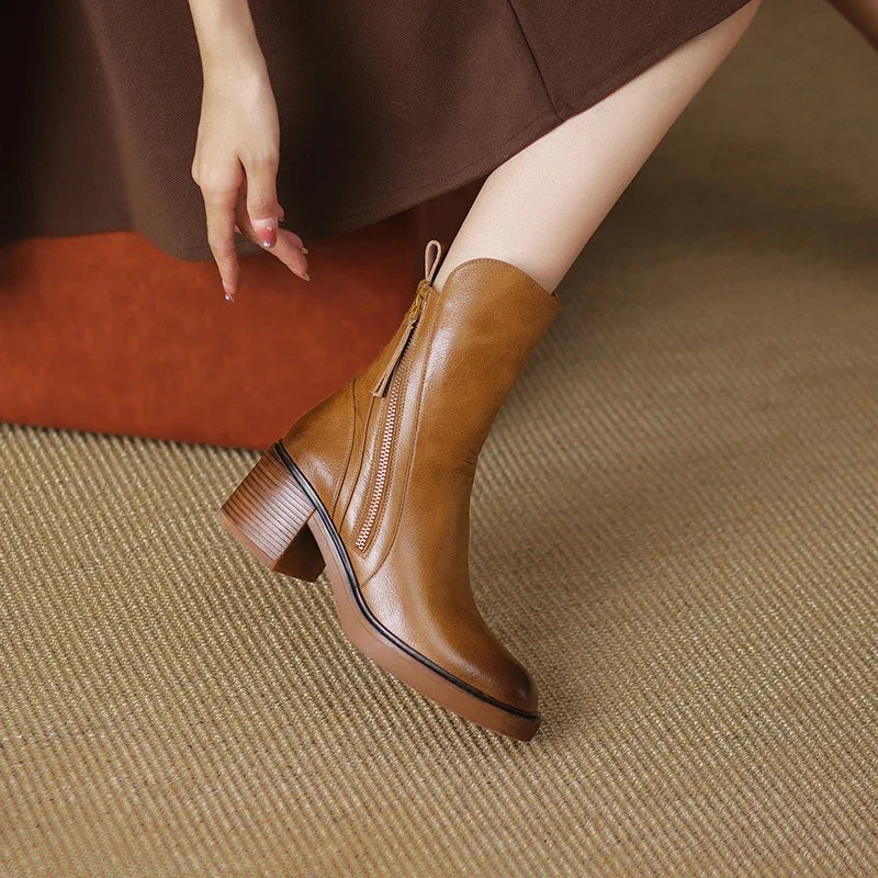 Garciel | Bottines élégantes à talon bloc et fermeture zippée