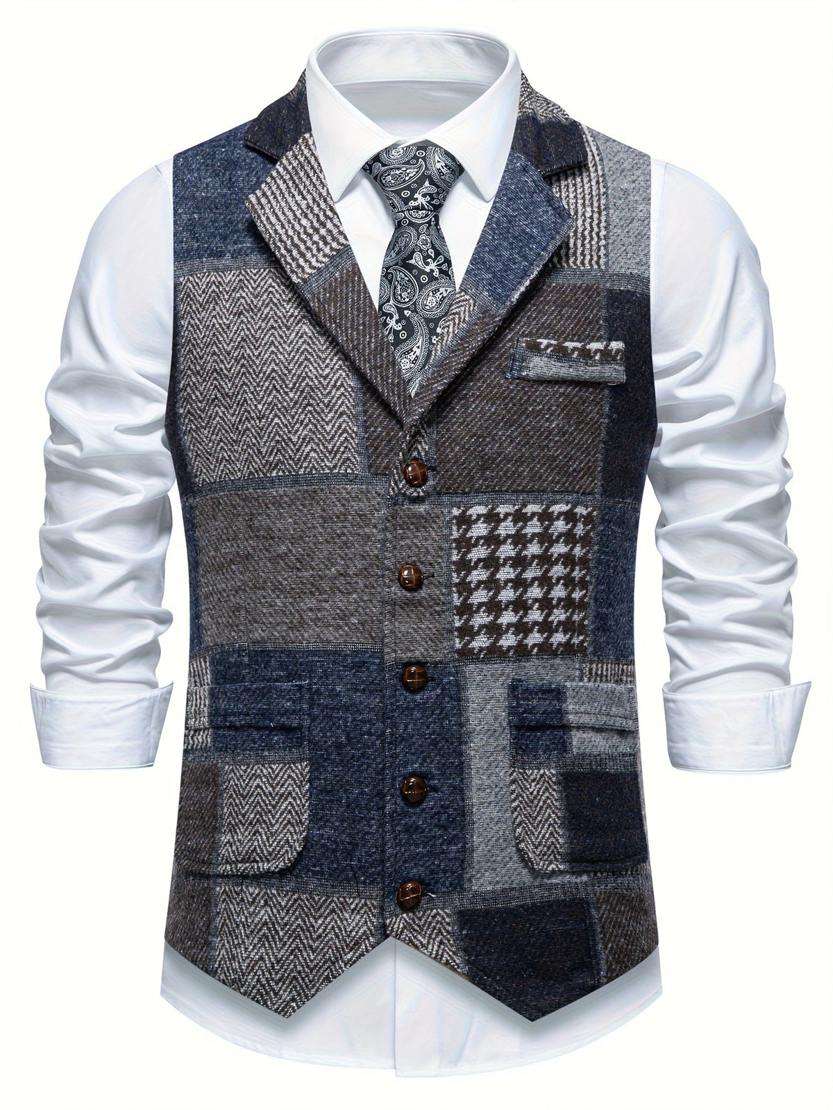 Laurent | Gilet en Tweed à Motif Chevron pour Homme